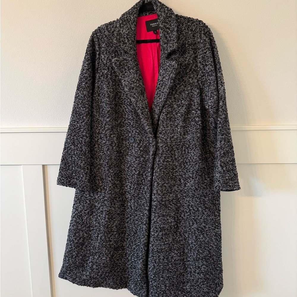 Torrid Black and Gray Textured Pea Coat Cozy and Stylish